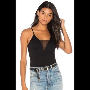 Mesh v neck ribbed cami